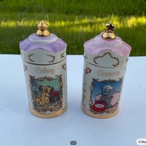 “New” (2) Lenox Disney Spice Jars. “Celery” (The Lion King) & “Caraway” (Dumbo).